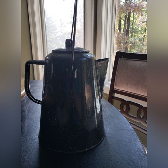 Metal Black Speckled Coffee Pot - Picture 4 of 8